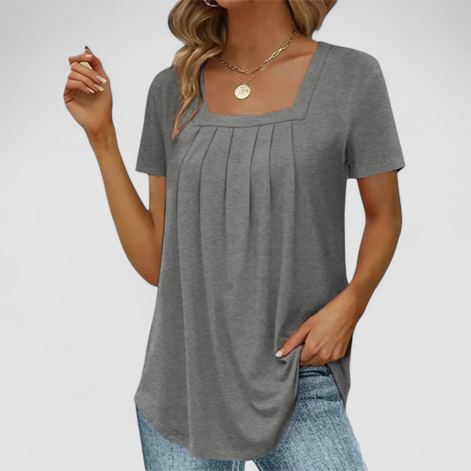 Chic Parsienne™ | Elvira – Top en viscose plissé avec encolure carrée