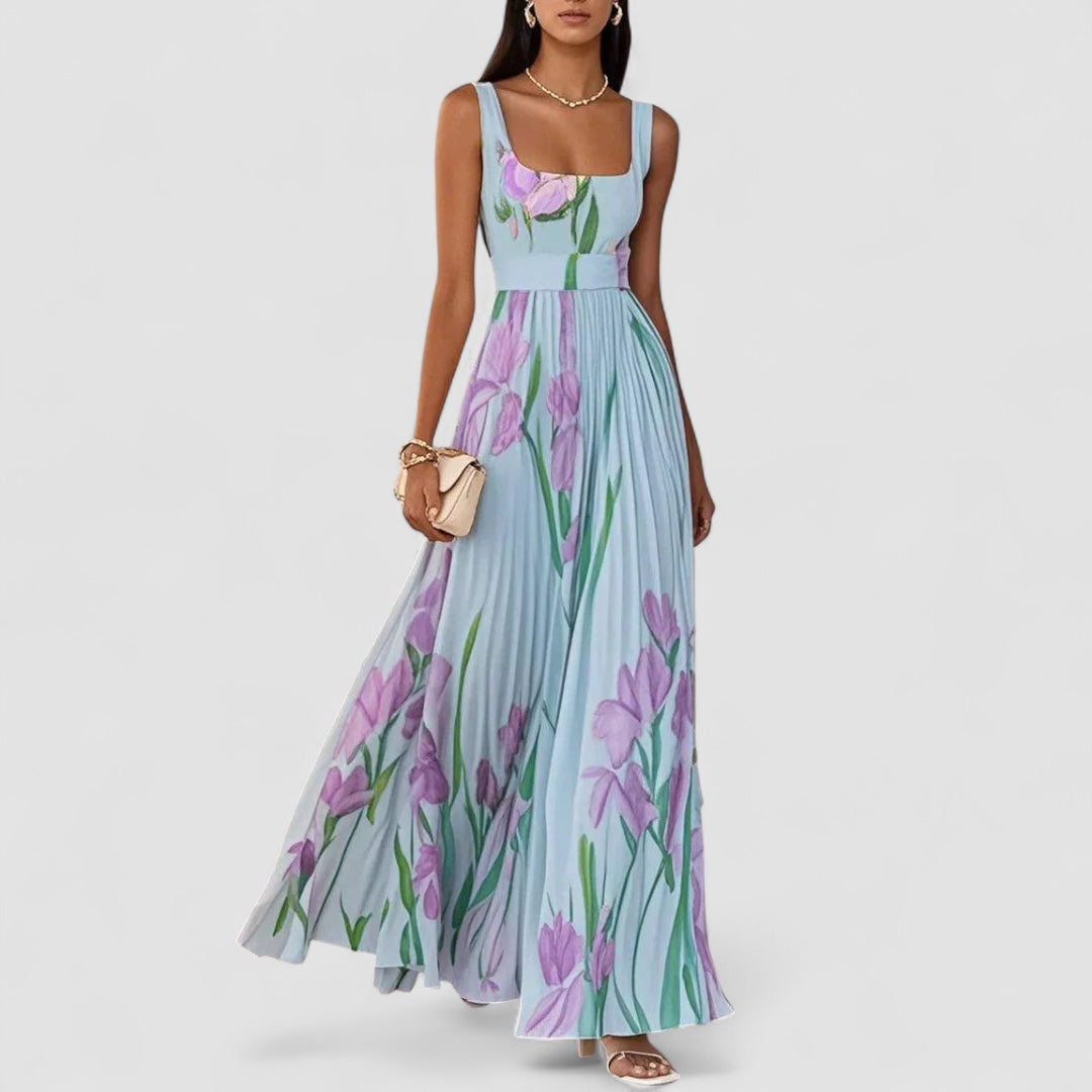 Chic Parsienne™ | Élégante robe longue plissée à fleurs pour femmes