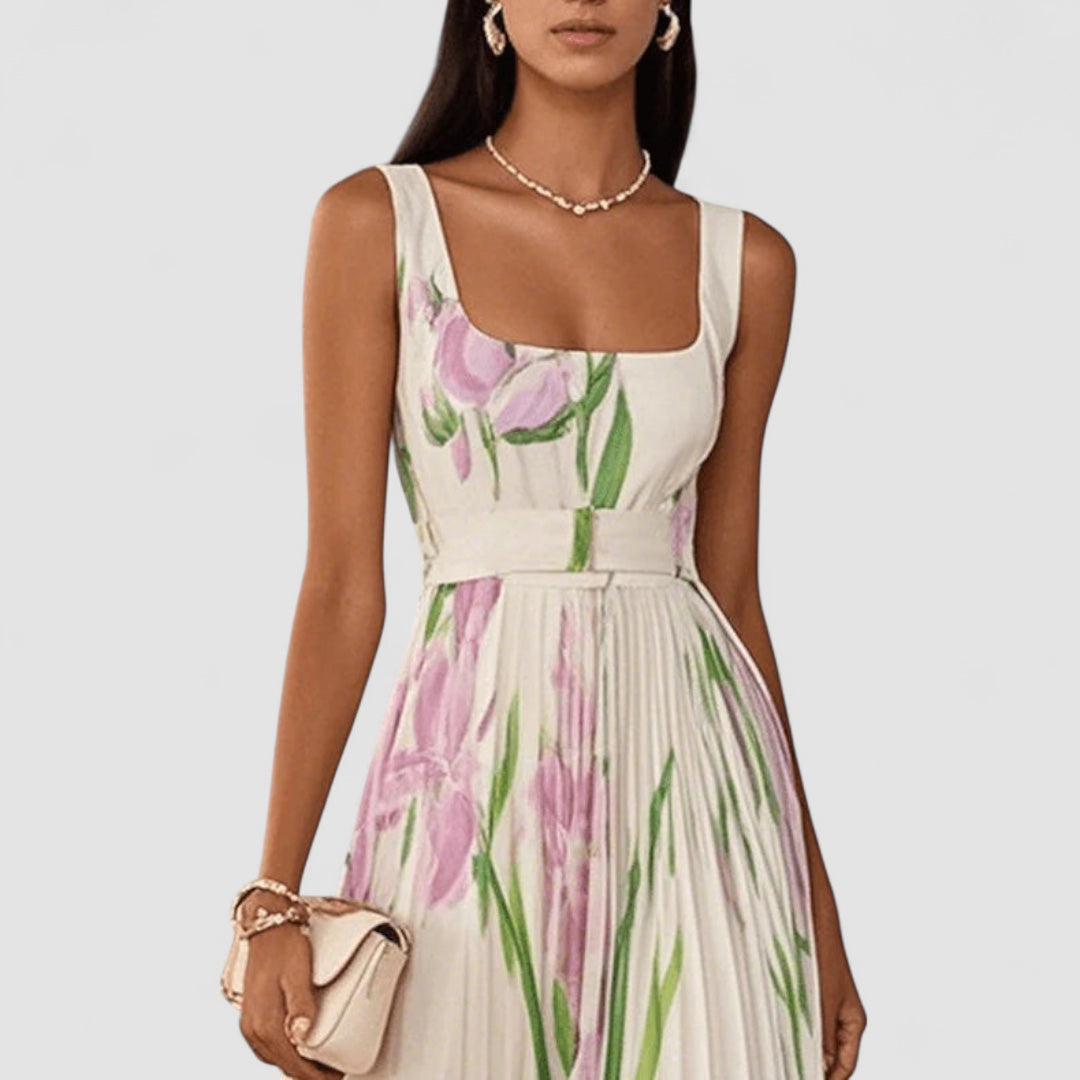 Chic Parsienne™ | Élégante robe longue plissée à fleurs pour femmes