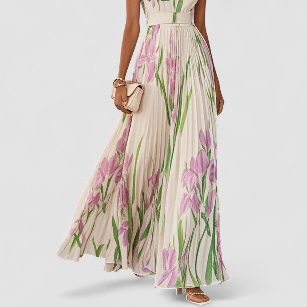 Chic Parsienne™ | Élégante robe longue plissée à fleurs pour femmes