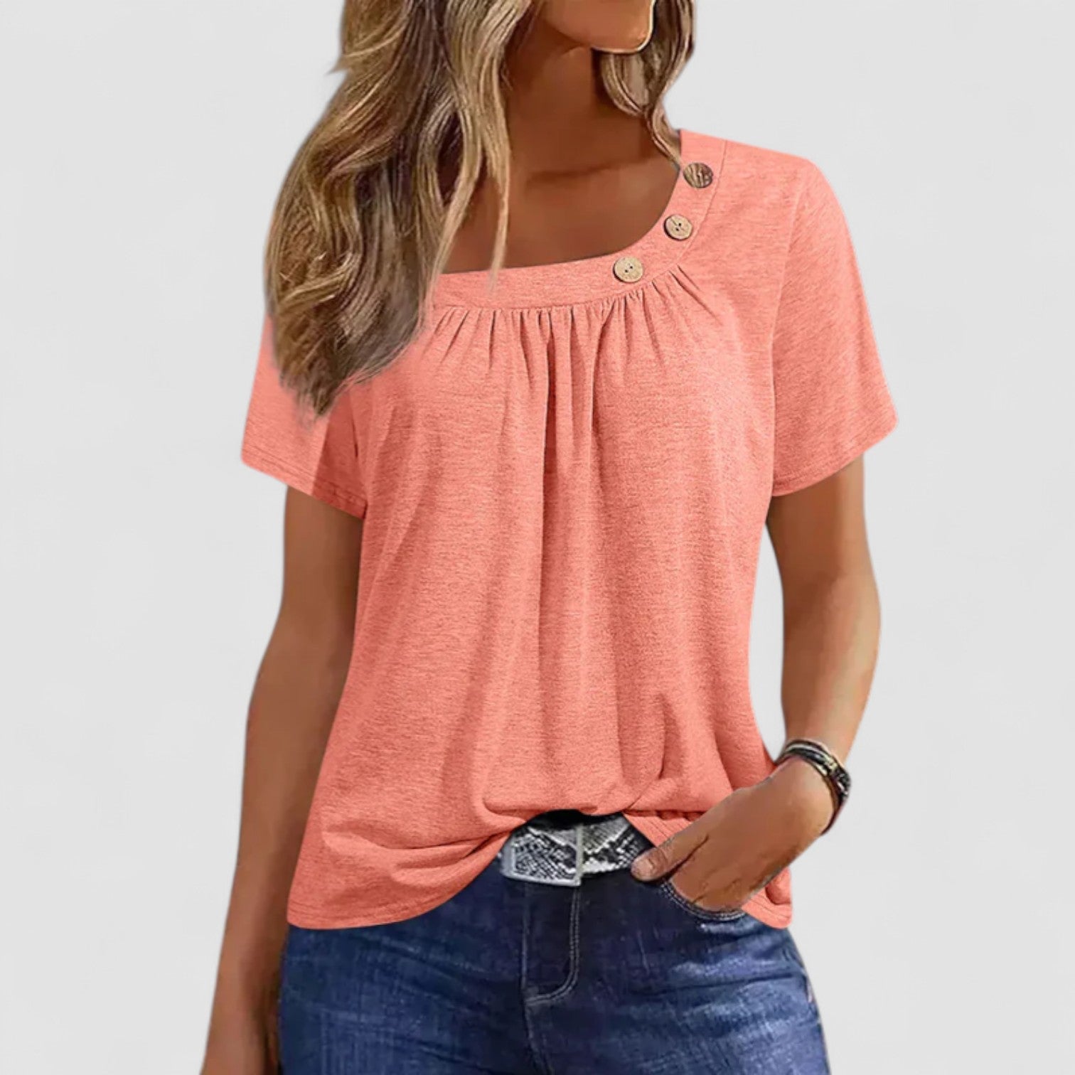 Chic Parsienne™ | Elin – Haut à manches courtes en mélange de lin doux