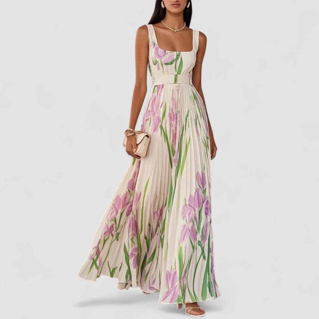 Chic Parsienne™ | Élégante robe longue plissée à fleurs pour femmes