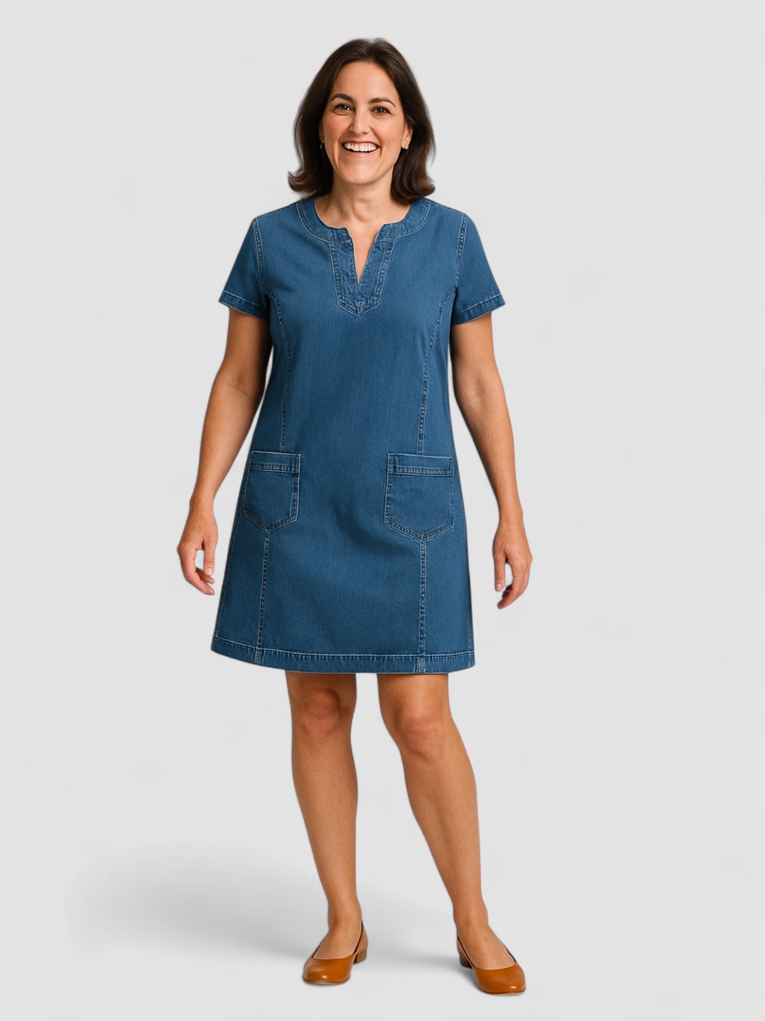 Chic Parsienne™ | Robe en Denim Douce avec Poches Avant