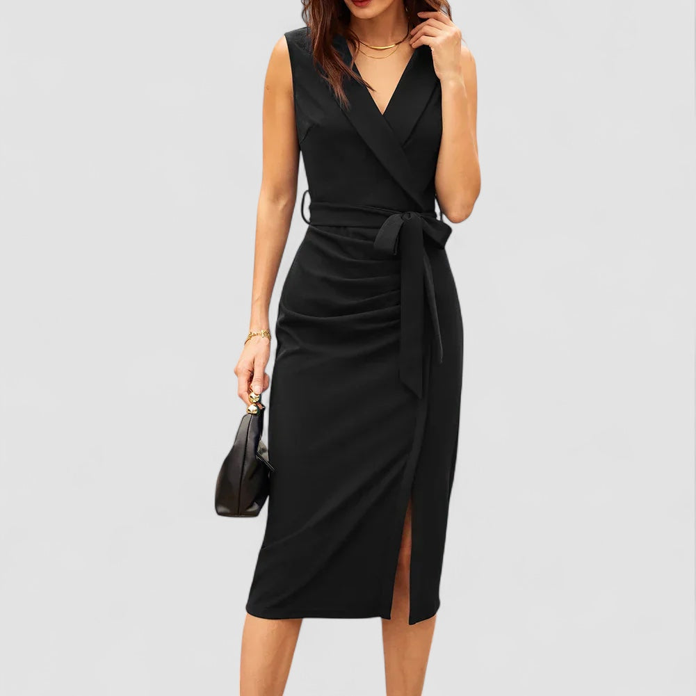 Chic Parsienne™ | Robe élégante à encolure croisée avec ceinture à nouer