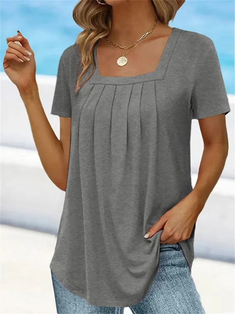 Chic Parsienne™ | Elvira – Top en viscose plissé avec encolure carrée