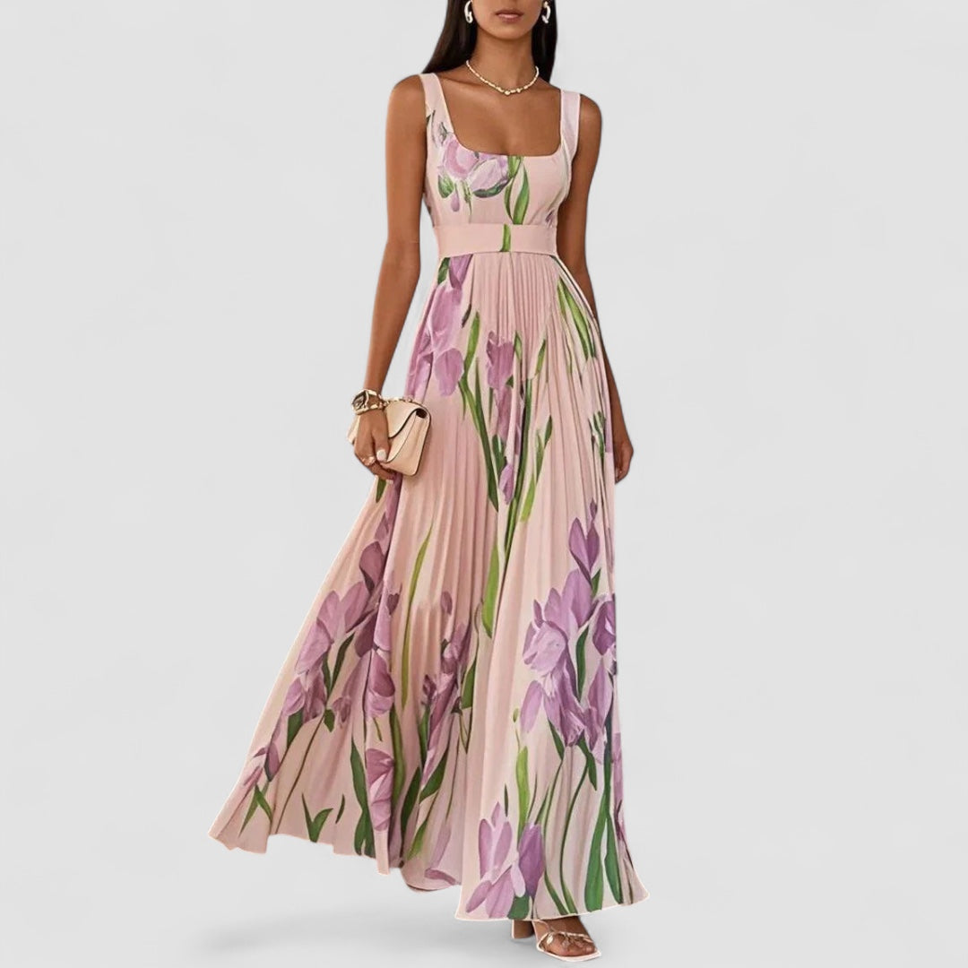 Chic Parsienne™ | Élégante robe longue plissée à fleurs pour femmes