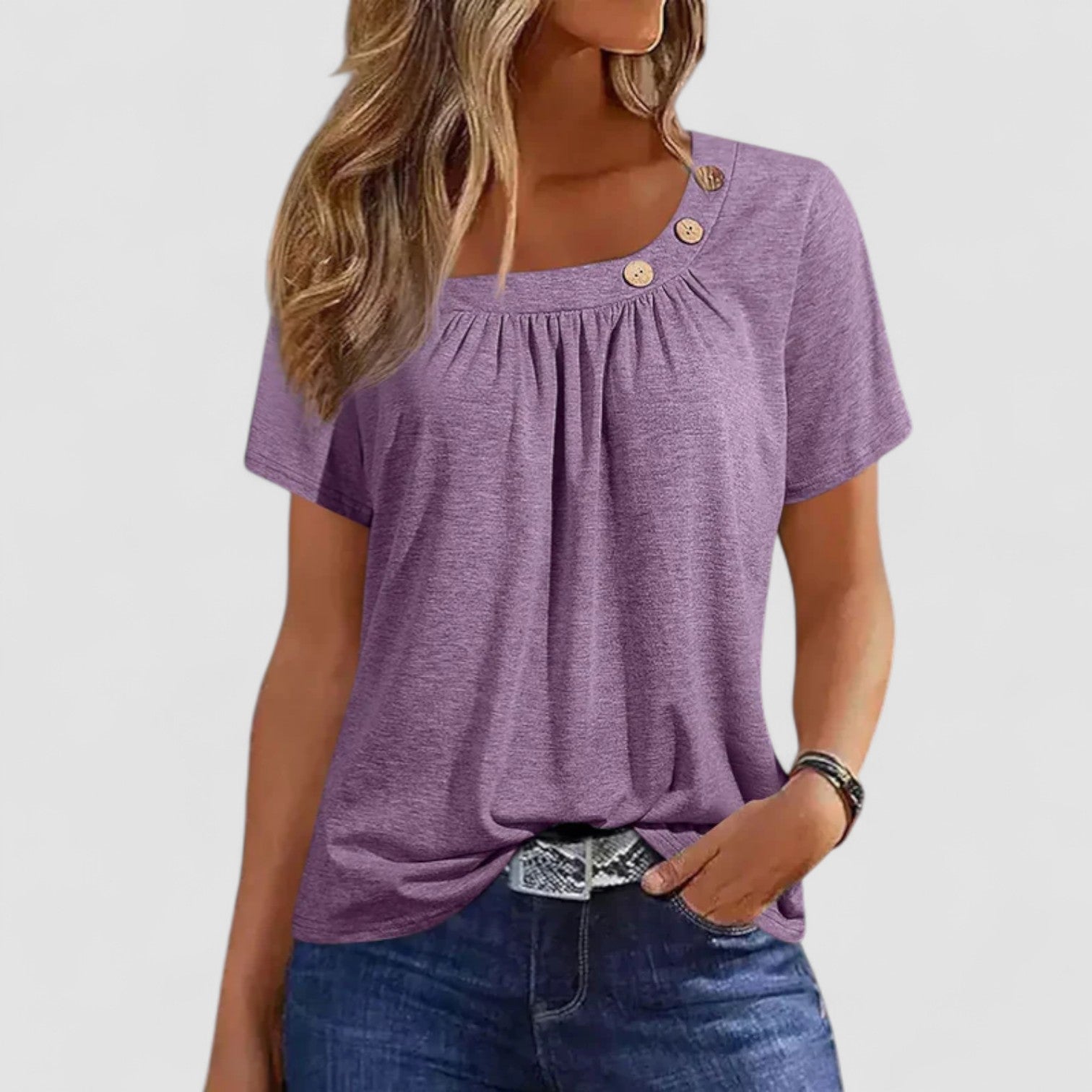 Chic Parsienne™ | Elin – Haut à manches courtes en mélange de lin doux